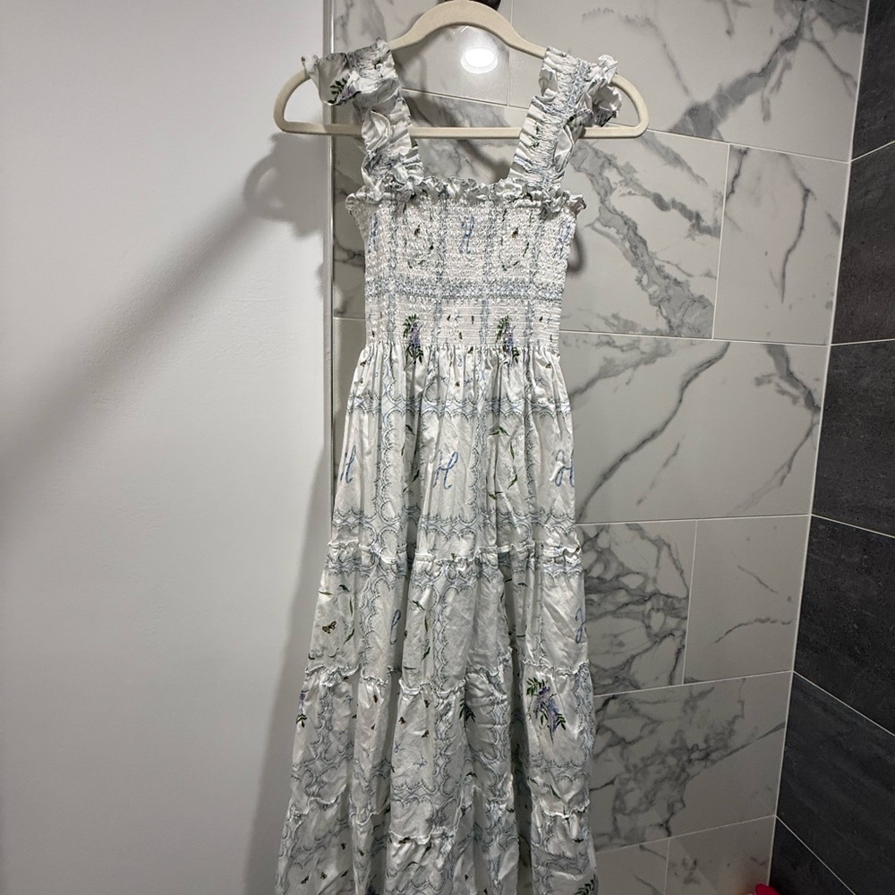 Hill House White Floral Smocked Maxi Dress
